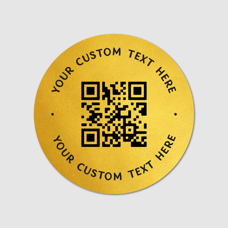 Custom QR code package brand name stickers sheet, Custom text stickers, Business stickers logo, Personalized shipping stickers labels Gold - Black Text