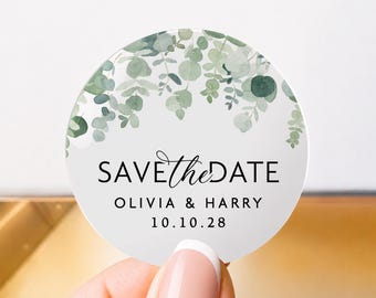 Personalised Save The Date Stickers, Wedding Invitation Labels, Round Save The Date Seals, Clear Wedding Favour Stickers