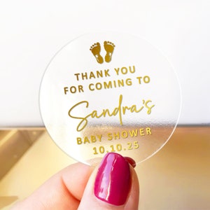 Thank you for coming to my baby shower gold foil stickers, Personalised party favor stickers, Thank you stickers baby shower