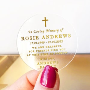 Hoja de pegatinas conmemorativas de "En memoria de Nomeolvides", etiquetas redondas personalizadas para regalo funerario de "Nomeolvides".