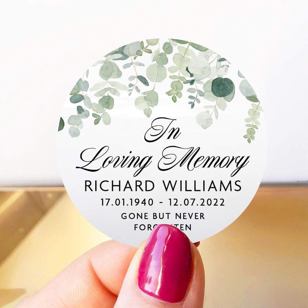 Minimalist Funeral Thank You Stickers, Funeral Favour Stickers for ...