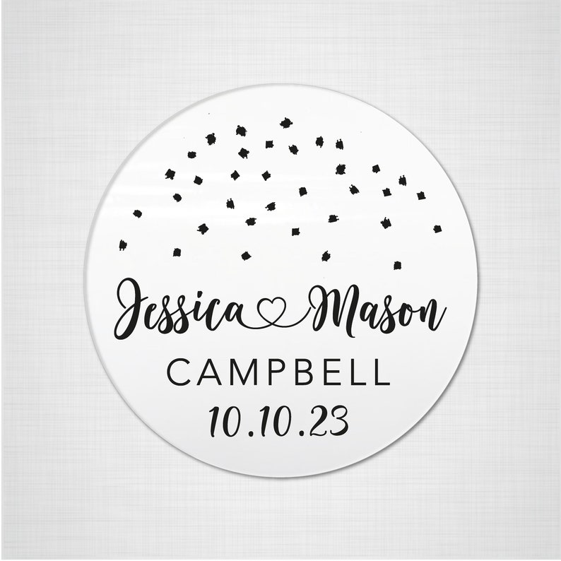 Wedding personalised 21 x 40mm round stickers favour box bags cones Wedding personalised 21 x 40mm round stickers favour box bags cones