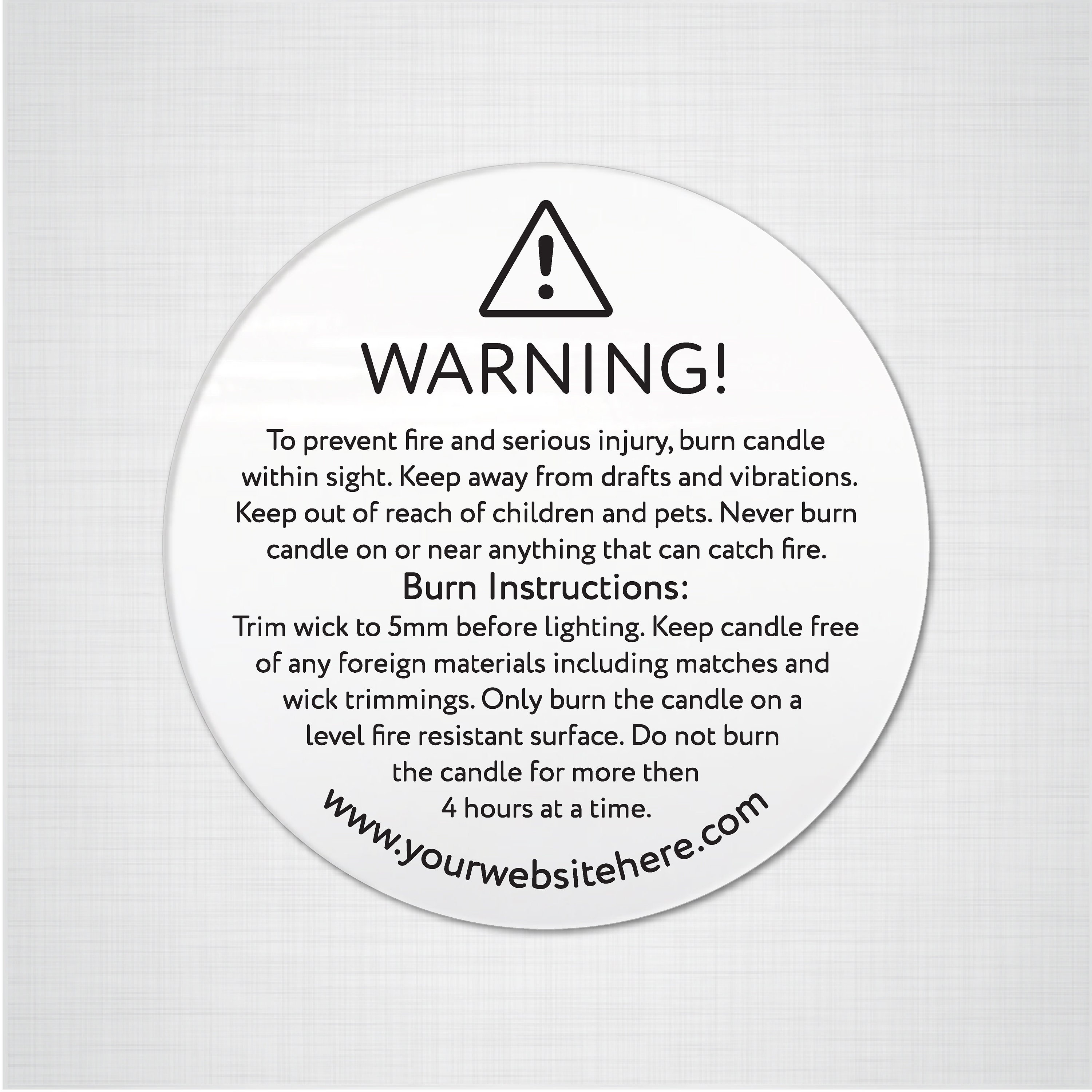 Custom candle warning safety labels stickers, Candle making safety label, Round warning stickers ...