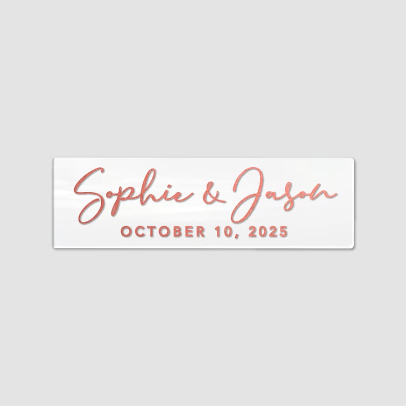 Foil transparent wedding label / Calligraphy wedding labels stickers / Small clear stickers labels / Customized stickers for wedding White - Rose Gold Text