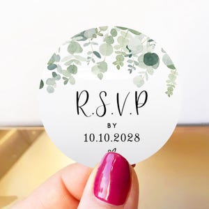 RSVP Wedding Stickers, Personalised RSVP Envelope Seals with Names, Clear Round Invitation Labels