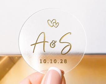 Custom Wedding Monogram Stickers, Personalised Couple Name Labels, Minimalist Wedding Seals