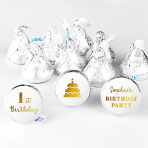 Thank you 1st 30th 40th 50th 60th 70th happy birthday stickers sheet, Hershey kisses sticker, Party bag stickers, Birthday party favour