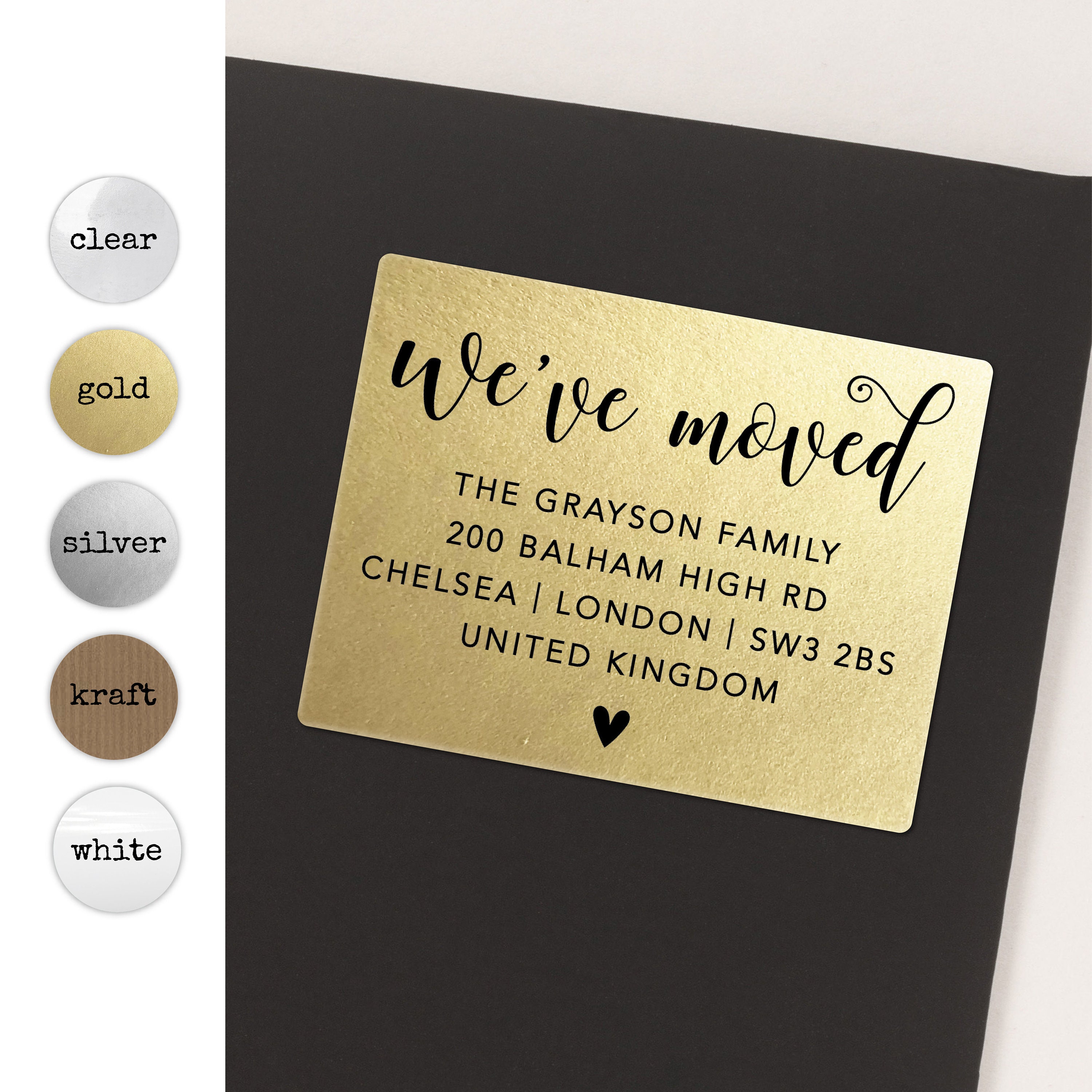 We Ve Moved Custom Return Address Clear Sticker Labels We Ve Moved Labels Personalized Return Address Sticker Gold Sticker Stickers