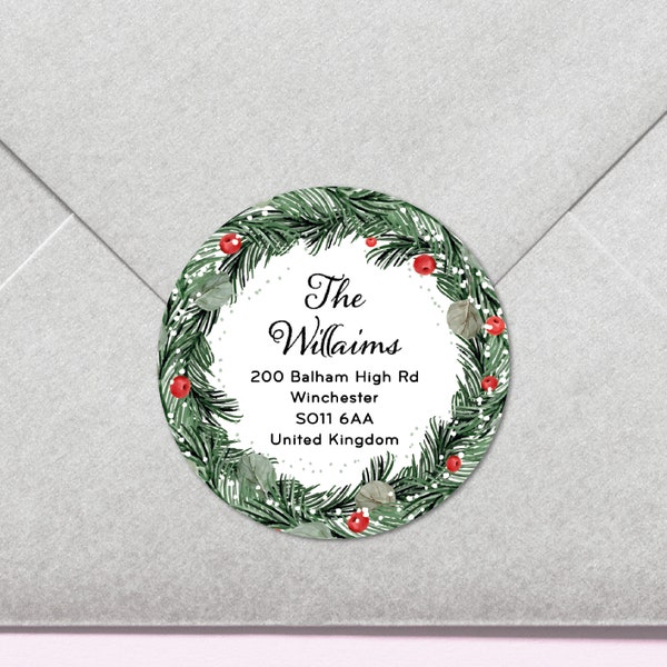 Christmas return address stickers labels round return address labels Merry Christmas return address labels stickers mailing labels stickers