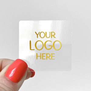 Adesivi trasparenti quadrati personalizzati con logo - Etichette aziendali trasparenti personalizzate