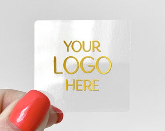 Custom Square Clear Logo Stickers - Personalized Transparent Business Labels