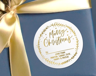 Foglio di adesivi personalizzati per regali festivi Etichette regalo di Buon Natale etichette con nome personalizzate adesivi natalizi per cartoline Adesivo per confezioni natalizie