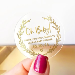 Baby Shower Thank You Stickers, Round Favor Tags, Personalized Baby Shower Party Supplies, Oh Baby Stickers, Baby Shower Cupcake Toppers