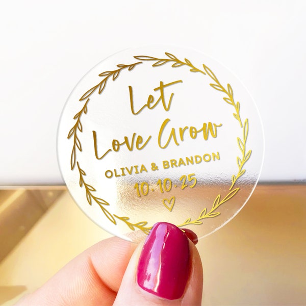 Let love grow custom wedding thank you favor labels stickers, Hen party favour, Let love grow tag, Succulent favor stickers