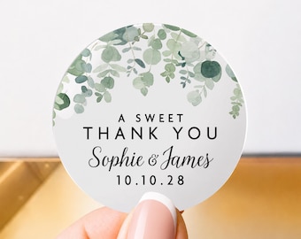 Personalised Sweet Thank You Stickers, Wedding Favour Labels, Round Sweet Jar Stickers, Custom Sweet Bag Seals