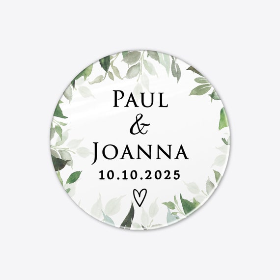 Wedding Stickers, Initial Stickers for Wedding, Personalised, Foil