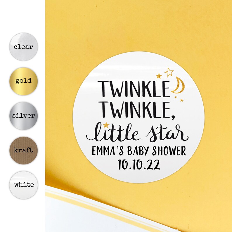Twinkle twinkle little star baby shower stickers Twinkle twinkle little star labels