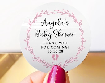 Stickers bébé fleurs roses, Stickers C'est une fille, Stickers cercles pieds de bébé, Stickers douche design floral, Stickers fête de bébé uniques