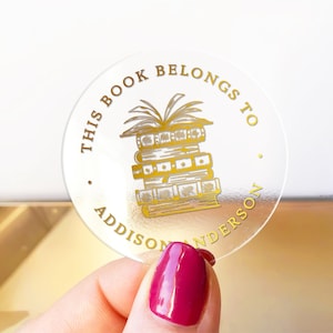 Etiquetas adhesivas transparentes personalizadas para regalo de profesor, amante de los libros, pegatinas transparentes de biblioteca personalizadas, de la Biblioteca de Pegatinas