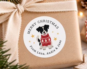 Personalised Jack Russell Christmas Stickers, Christmas Dog Gift Labels, Cute Pet Christmas Gift Tags, Christmas Present Stickers