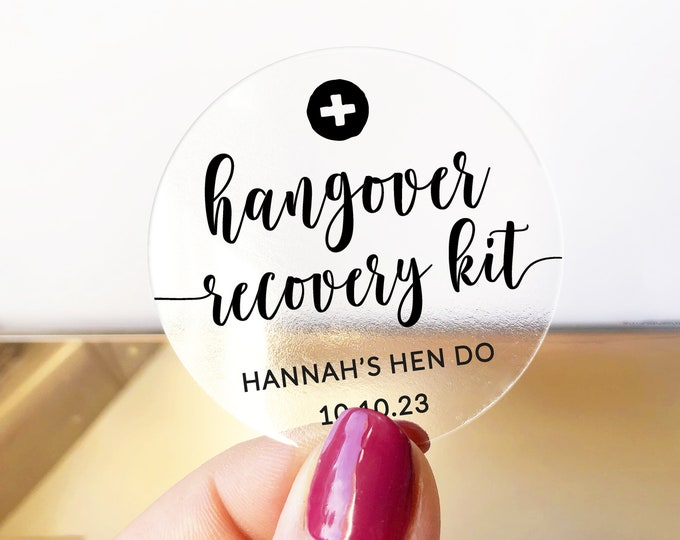 Personalised hangover kit wedding stickers and labels, Custom wedding stickers party favour labels, Hangover kit labels, Bridal survival kit