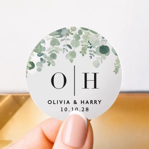 Personalised Wedding Monogram Stickers, Custom Initial Favour Labels, Elegant Wedding Seals, Monogram Labels