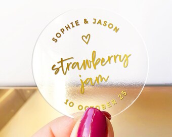 Custom wedding gold foil favor stickers labels for jars, Gold foil sticker for wedding, Jam labels for wedding, Wedding favors labels