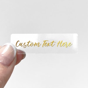 Custom text label stickers for small business, Clear rectangle stickers with custom wording, Customisable name stickers for jars and bottles