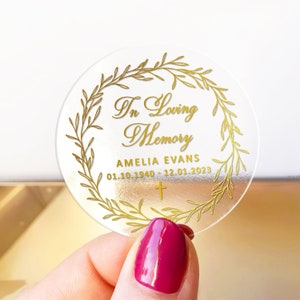 In Loving Memory of non ti scordar di me foglio di adesivi regalo commemorativi, etichette adesive rotonde personalizzate per regalo funebre non ti scordar di me