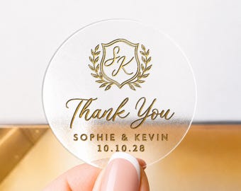 Personalised Monogram Wedding Labels, Custom Monogram Wedding Labels, Personalised Thank You Wedding Stickers, Custom Wedding Favours Labels