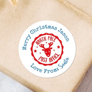 Adesivi per consegne speciali di Babbo Natale, foglio di adesivi personalizzati con nome dell'ufficio postale del Polo Nord, adesivi con sigillo di Babbo Natale