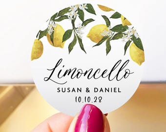 Personalized Limoncello Bottle Stickers, Custom Limoncello Labels For Bottles, Limoncello Jar Stickers, Limoncello Party Favor Labels