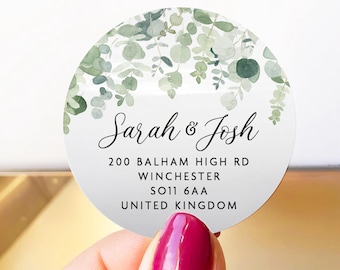 Festive Personalized Round Return Address Stickers, Custom Christmas Return Address Label Stickers, Self Adhesive Return Address Stickers