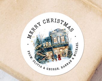 Holiday Gift Stickers, Custom Christmas Stickers, Christmas Present Stickers, Round Christmas Stickers, Christmas Wrapping Labels