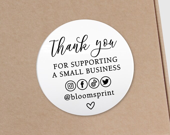 Thank you for supporting a small business stickers, Thank you packaging stickers, Custom sticker labels for envelopes