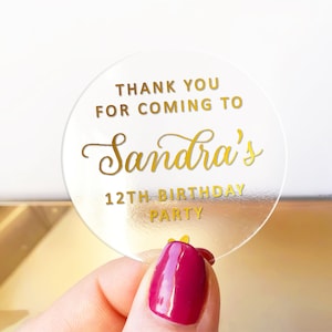 Happy Birthday thank you welcome bag clear stickers sheet, Thank you for coming to my party stickers, Birthday party bag stickers