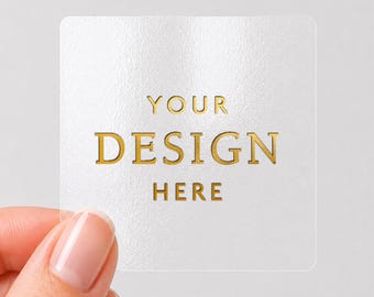 Custom Square Clear Logo Stickers - Personalized Transparent Business Labels