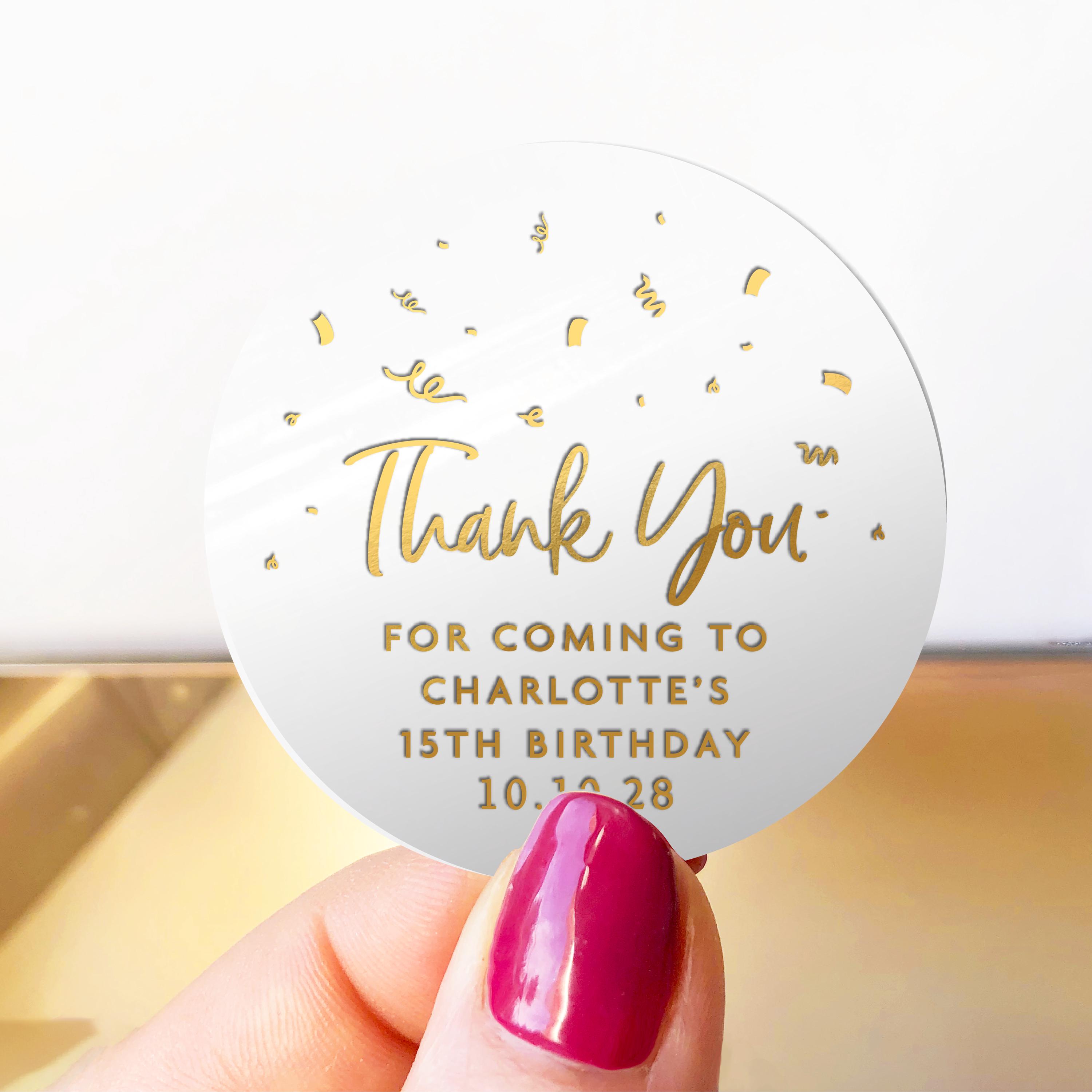 Happy Birthday Thank You Clear Stickers Sheet, Thank You for Coming to ...