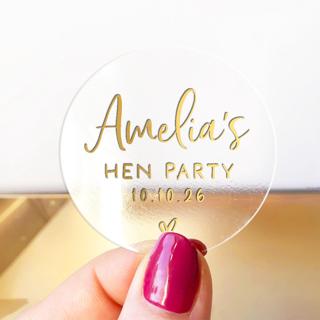 Gold Hen Party Stickers, Hen Party Sticker Favors, Hen Party Thank You ...