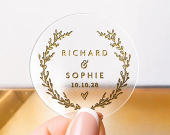Personalised Monogram Wedding Stickers, Custom Couple Initial Labels, Elegant Wedding Favour Stickers