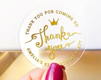 Happy Birthday thank you welcome bag clear stickers sheet, Thank you for coming to my party stickers, Birthday party bag stickers