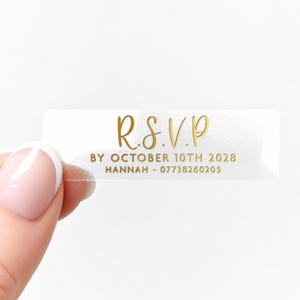 Custom RSVP Stickers For Wedding Invitations, Personalised RSVP Labels For Event Envelopes, Clear Stickers For Formal Invitations