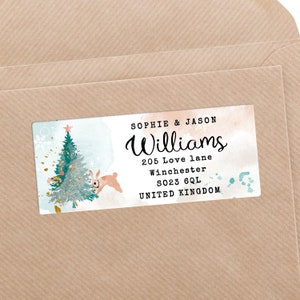 Gepersonaliseerde retouradreslabels voor kerstkaarten: 30 aangepaste postlabels op A4-vel, 26 x 60 mm rechthoekige stickers