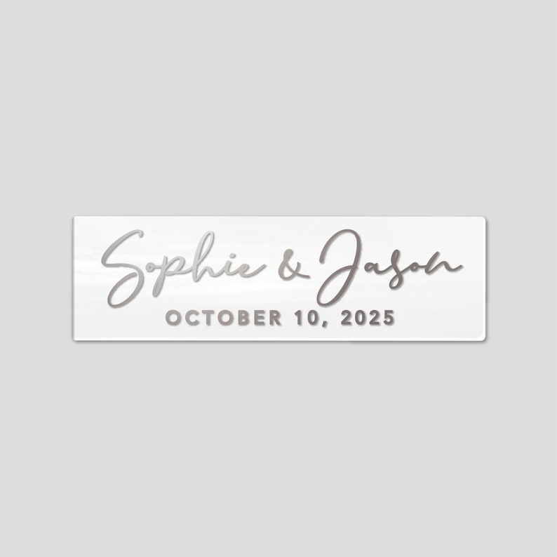 Foil transparent wedding label / Calligraphy wedding labels stickers / Small clear stickers labels / Customized stickers for wedding White - Silver Text