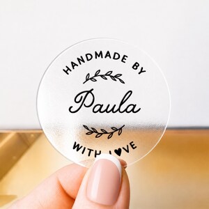 Handmade With Love Round Kraft Stickers, Personalized Sticker Sheets, Custom Business Labels, Colorful Packaging Decals image 4