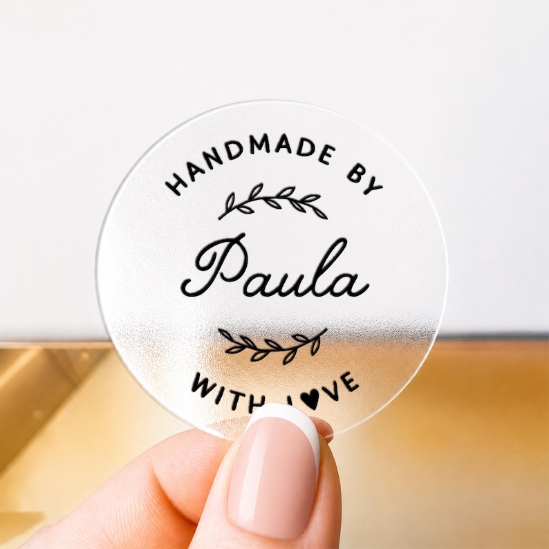 Handmade With Love Round Kraft Stickers, Personalized Sticker Sheets, Custom Business Labels, Colorful Packaging Decals image 4