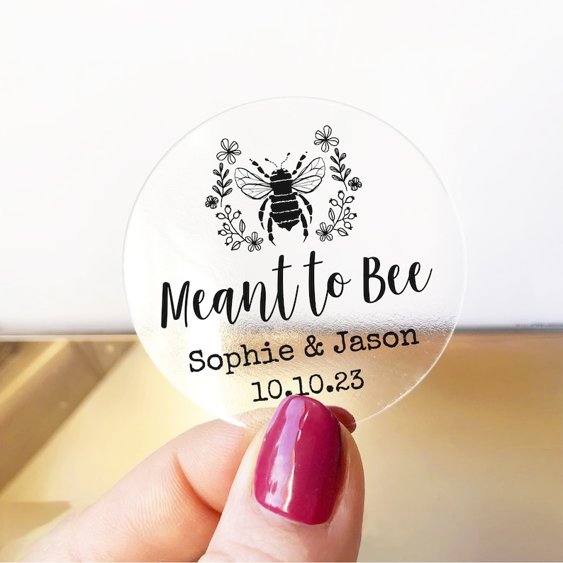 Custom wedding favors meant to bee stickers labels sheet, Custom honey labels, Bee sticker labels for jars