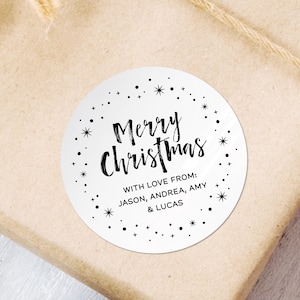 Personalized Christmas Stickers For Presents - Festive Merry Christmas Labels for Holiday Gifts - Custom Round Sticker Sheet with Your Text