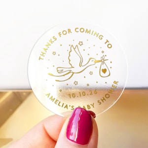 Personalized Mini Baby Stickers, Kraft Thank You Stickers, Baby Theme Seal Stickers, Baby Shower Gift Seals, Baby Sticker Favor Labels