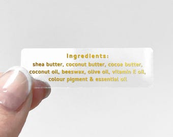 Stickers ingrédients personnalisés pour produits faits maison, étiquettes imprimées pour pots et emballages, stickers personnalisés pour petites entreprises